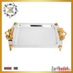 سینی مستطیل آینه ای با دسته طلایی 218